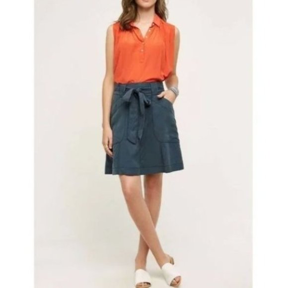 Anthropologie Dresses & Skirts - Anthropologie HD in Paris Bryden Tie Belted Skirt Pockets Tencel Lyocell Womens